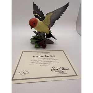 Handcrafted Porcelain Bird, Lenox Collection.  "Western Tanager"  with COA